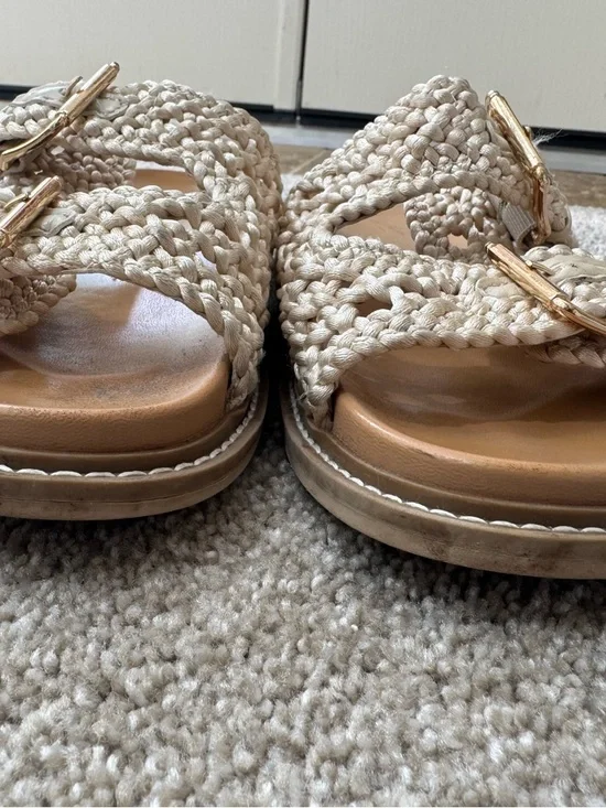 Universal Thread Cream Woven Double-Buckle Slide Sandals - Picture 2 of 6